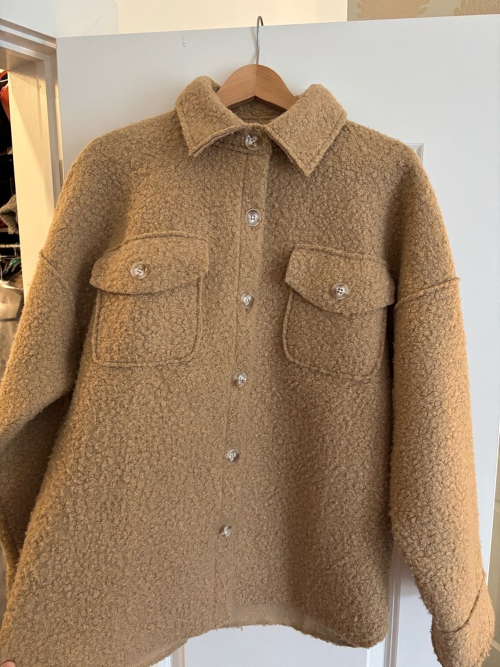 Camel Boucle Shacket/Jacket - Sz M/L